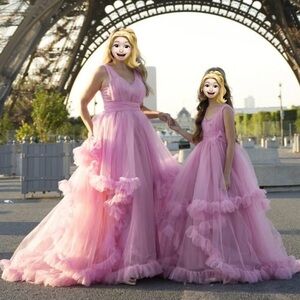 Matching Pink Tulle Gowns